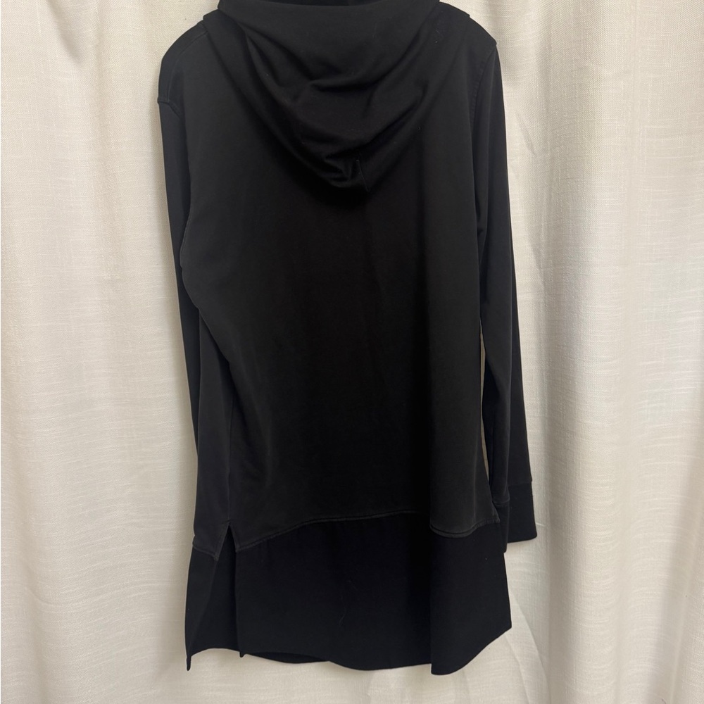 22” ptp zipper cuffs, Black Hooded Women's Top - Picture 7 of 11